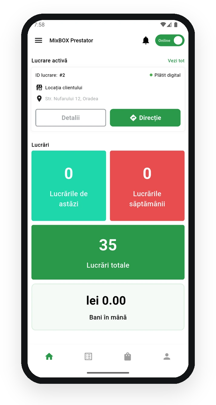 MixBOX Tasker App - Dashboard