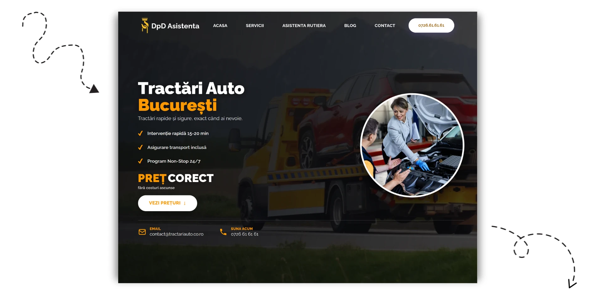 Tractări Auto București - website redesign